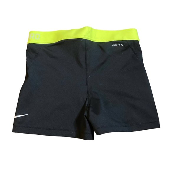 Nike Pro Compression Shorts Women's Size Large L Black Volt Yellow - Picture 6 of 9